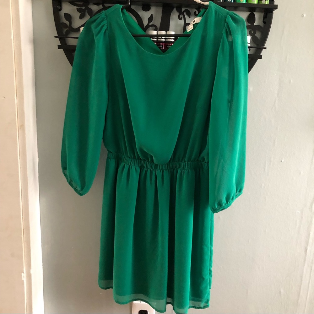 Green chiffon sleeve dress size s/p Christmas Dress